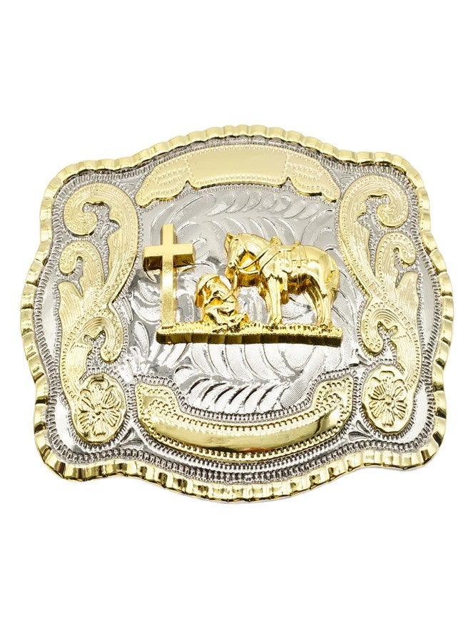 WMG Western Belt Buckles for men women - Praying Rodeo Cowboy Belt Buckle for Men Women - Fits Up to 2 Inch Belts - Image 1